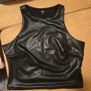 Express Black Faux Leather Tank Top